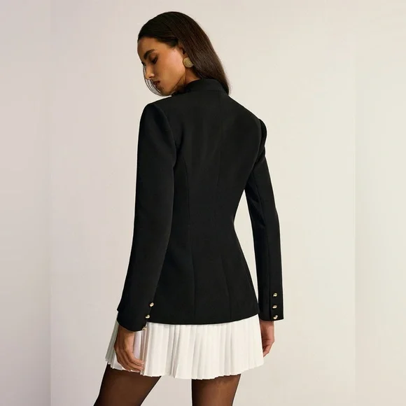 COMMENSE Contrast Pleated Hem Blazer Dress - Picture 3 of 4